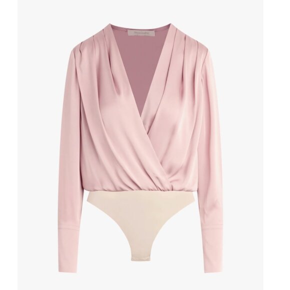 NWT Favorite Daughter The Date Blouse Satin Bodysuit Pink Whimsical Rose - Picture 6 of 7